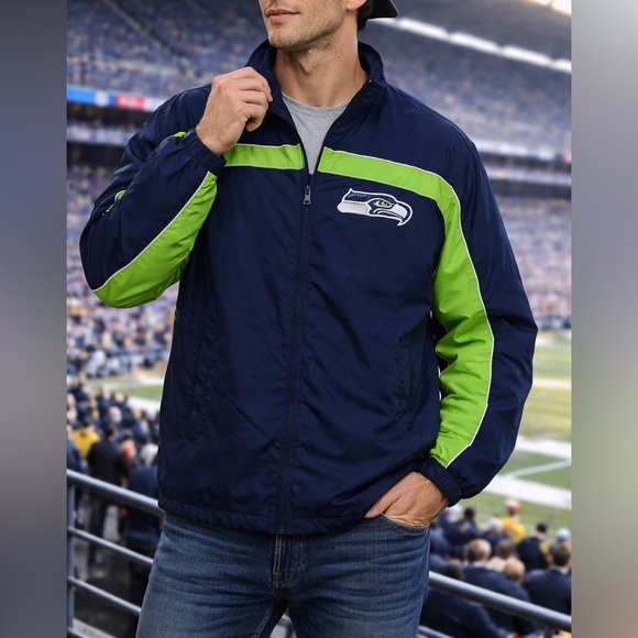 NFL Other - Seattle Seahawks NFL Full Zip Windbreaker Jacket | Blue Green | Large